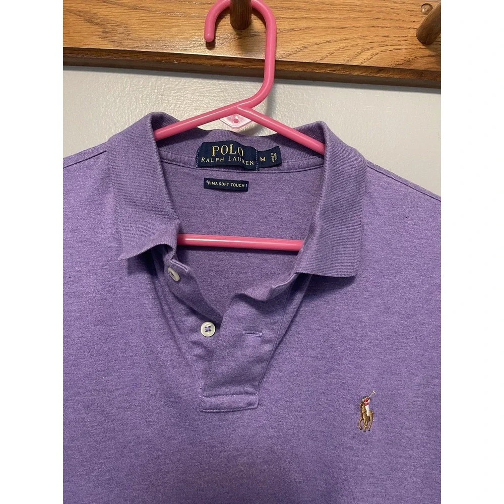 Polo Ralph Lauren Pima Soft Touch Polo Shirt Purple Short Sleeve Mens M